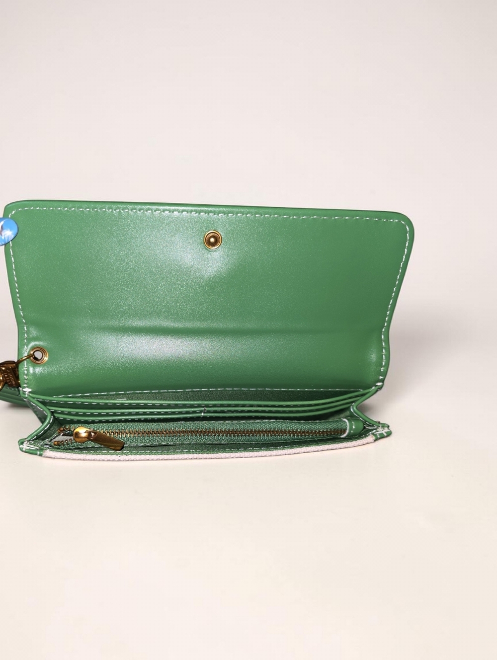 Steve Madden Green and Cream Canvas Wristlet with Gold Accent - Picture 5 of 5